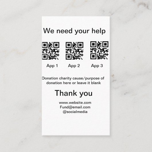 Donatie Collectie tip potje voeg je q r naam toe O Visitekaartje (Voorkant)