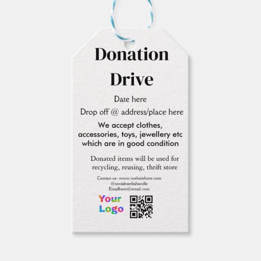 Donatie drive adres datum toevoegen Bedrijfsnaam l Cadeaulabel (Voorkant)