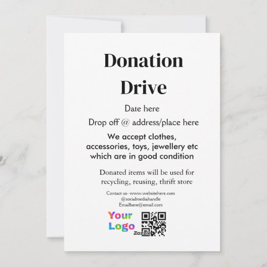 Donatie drive adres datum toevoegen Bedrijfsnaam l Feestdagenkaart (Achterkant)