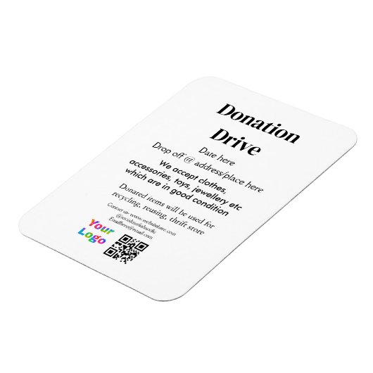 Donatie drive adres datum toevoegen Bedrijfsnaam l Magneet (Linkerzijde)