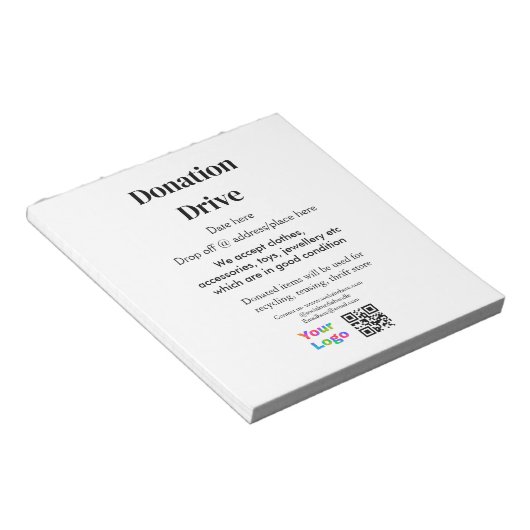 Donatie drive adres datum toevoegen Bedrijfsnaam l Notitieblok (Schuin)