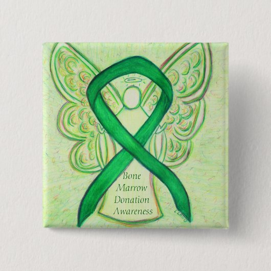 Donatie van beenmerg Awareness Angel Ribbon Pin Vierkante Button 5,1 Cm (Voorkant)