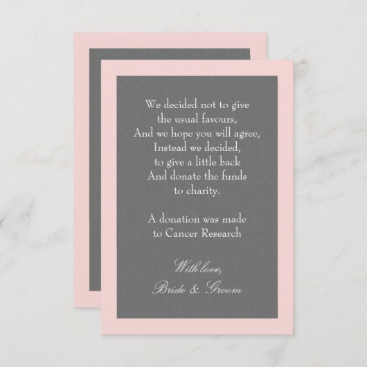 Donatie van grijs en zwart-wit informatiekaartje (Voorkant / Achterkant)