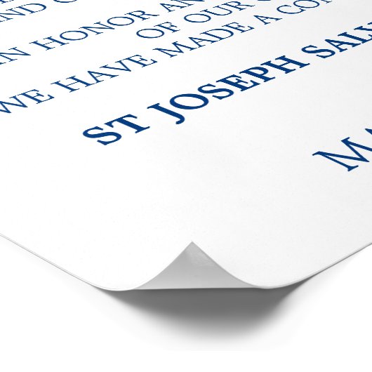 Donatie-weddenschap in Navy Blue Calligrafie Poster (Hoek)