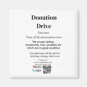 Donatieactie adres datum bedrijfsnaam logo toevoeg magneet