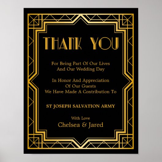 Donatiebord voor bruiloften | Gatsby Art Deco Poster (Voorkant)