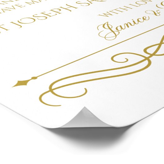 Donatiebord voor bruiloften | Gold Swirl-kalligraf Poster (Hoek)