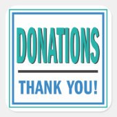 Donatiepot blauwgroen en blauwe sticker (Voorkant)