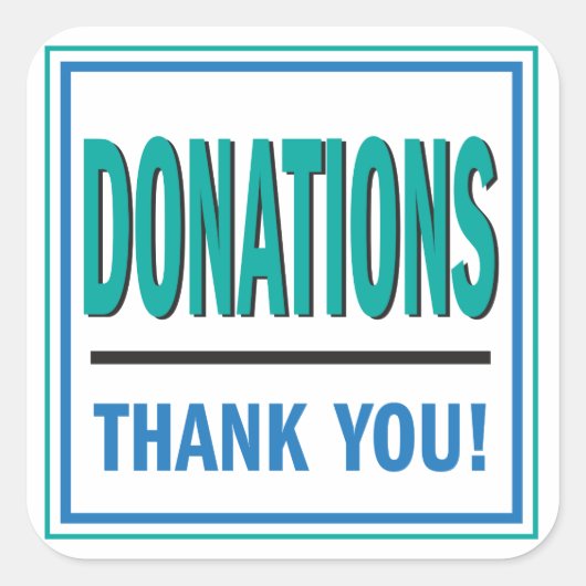 Donatiepot blauwgroen en blauwe sticker (Voorkant)