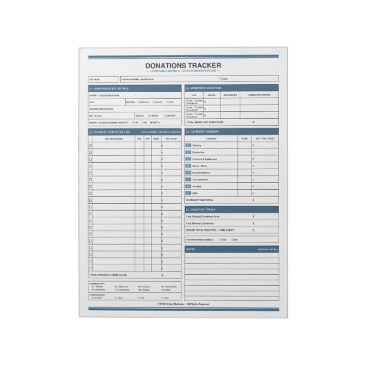 Donaties Tracker Notitieblok (Linkerzijde)