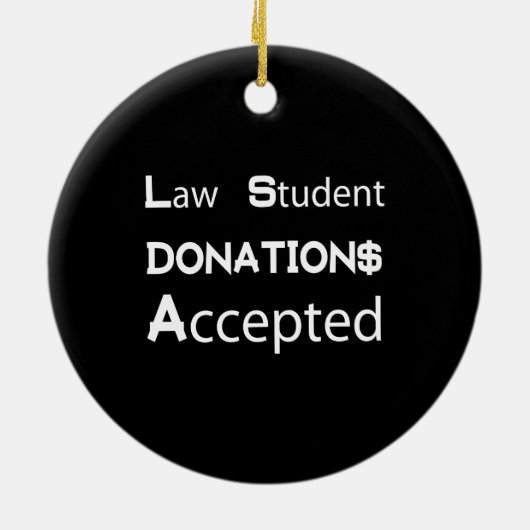 Donaties van wetsstudenten geaccepteerd keramisch ornament (Achterkant)