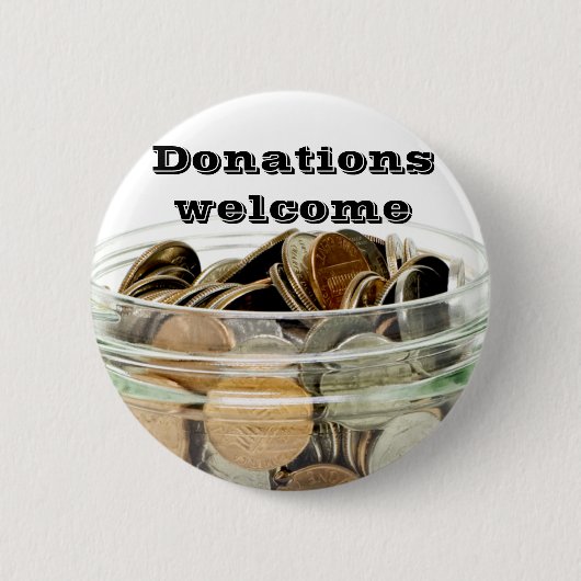 Donaties welkom_ ronde button 5,7 cm (Voorkant)