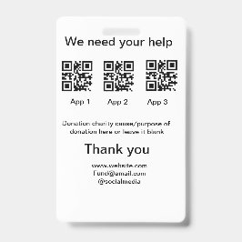 Donatieverzameling tip jar voeg uw q r naam toe ca badge