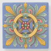 Donaublauw Victoriaans ontwerp van de Tegel Stenen Onderzetter (Voorkant)