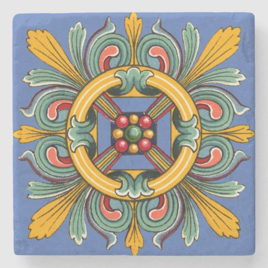 Donaublauw Victoriaans ontwerp van de Tegel Stenen Onderzetter (Voorkant)