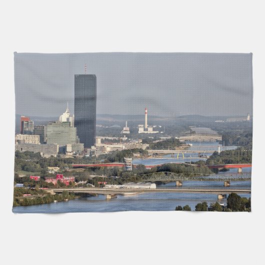 Donaucity, Wenen Oostenrijk Theedoek (Horizontaal)