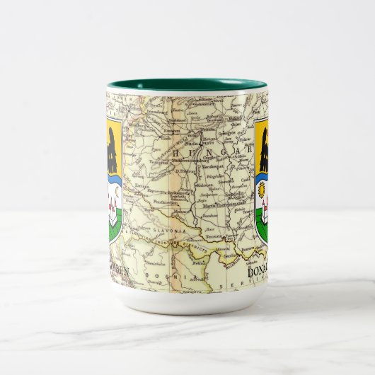 Donauschwaben Shield met Map-Mok Tweekleurige Koffiemok (Center)