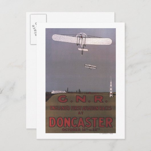 Doncaster, Engeland - First Aviation Races Briefkaart (Voorkant / Achterkant)