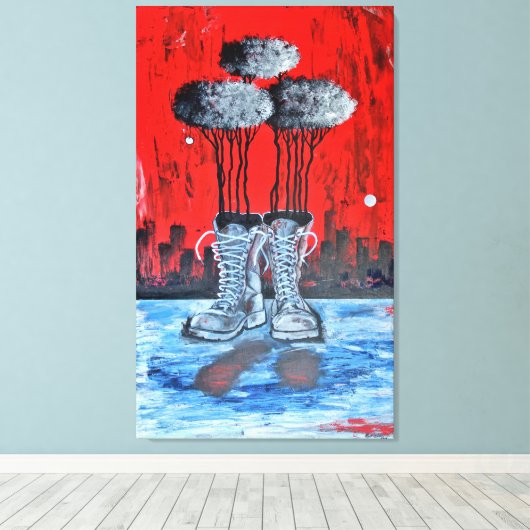 Donde La Huella Quedó Marcada Canvas Afdruk (Insitu (Houten vloer))