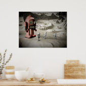 Donder Robot en Speelgoed spacemen Retro gestyleer Poster (Keuken)