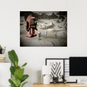 Donder Robot en Speelgoed spacemen Retro gestyleer Poster (Thuiskantoor)