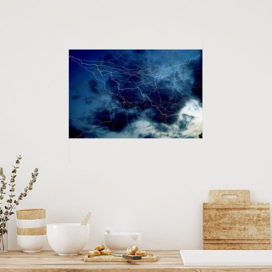 Donderbliksem Storm Afdrukken Poster (Keuken)