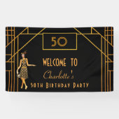 Donderdag 1920: zwarte gouden hertogin deco spandoek (Horizontaal)