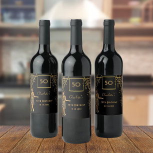 Donderdag 1920: zwarte gouden hertogin deco wijn etiket