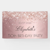 Donderdag bloeiende roze roze roos goud glitsstof spandoek (Horizontaal)