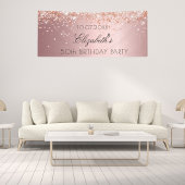 Donderdag bloeiende roze roze roos goud glitsstof spandoek