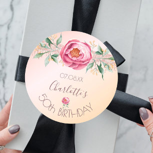 Donderdag bloesdag roze roze roze goudbloem ronde sticker