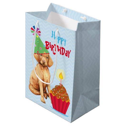 Donderdag Cupcake Vizsla Middelgrote Gift Bag Medium Cadeauzakje (Voorkant Gekanteld)