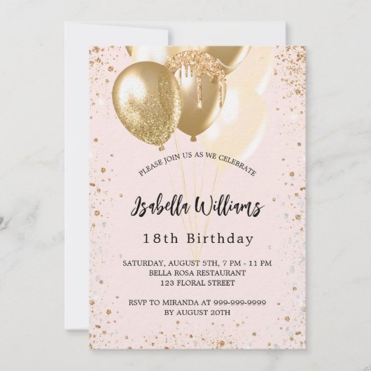 Donderdag feest bloeiende roze gouden ballonnen lu kaart (Voorkant)