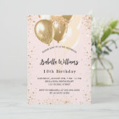 Donderdag feest bloeiende roze gouden ballonnen lu kaart (Staand voorkant)