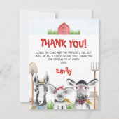 Donderdag getekende landbouwhuisdieren bedankt kaart (Voorkant)