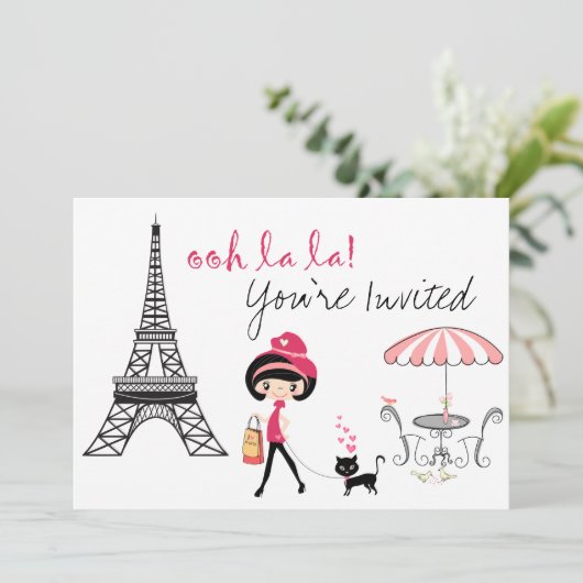 Donderdag in Parijs Uitnodiging voor Cute Girl en  (Staand voorkant)