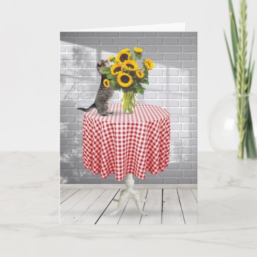 Donderdag met kat met zonnebloem kaart (Voorkant)