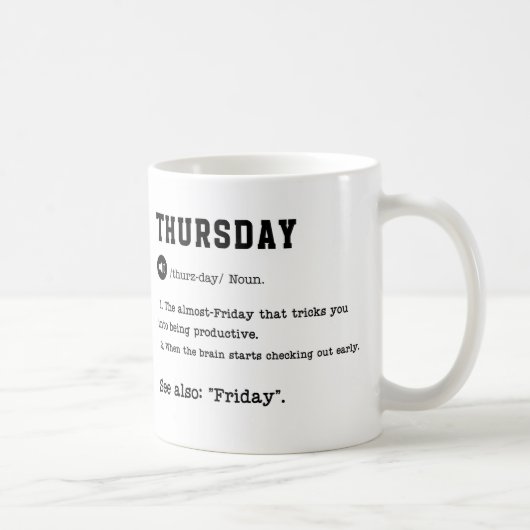 DONDERDAG Mok – Sarcastische Woordenboek-stijl Cup (Rechts)