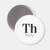 Donderdag Typografie Zwart-wit Magneet (Voorkant / Achterkant)