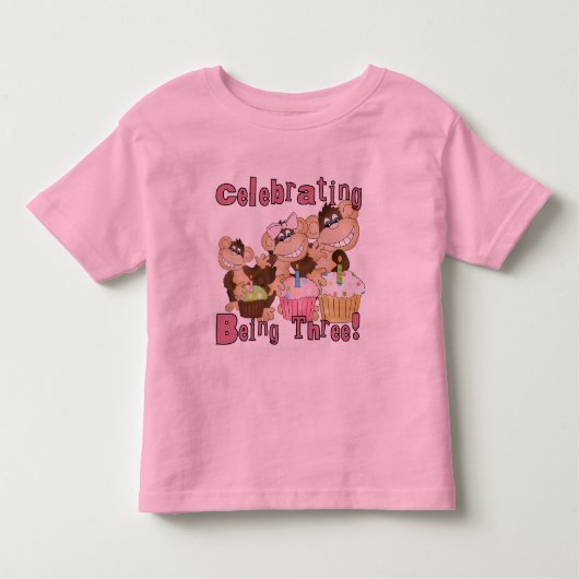 Donderdag van de roze partij aap 3rd Birthday T-sh Kinder Shirts (Voorkant)