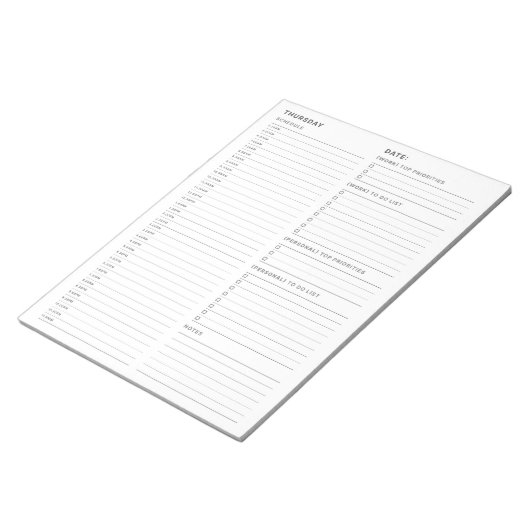 Donderdag werk vanuit huis te doen lijst notitieblok (Schuin)