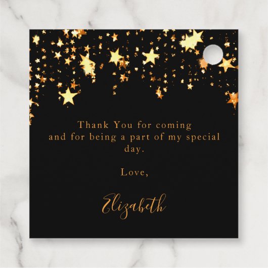 Donderdag zwarte gouden sterren modern bedankt bedankjes labels (Achterkant)