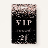 Donderdag zwarte roos goudbolle glitter vip badge (Voorkant)