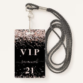 Donderdag zwarte roos goudbolle glitter vip badge (Voorkant met draagriem)