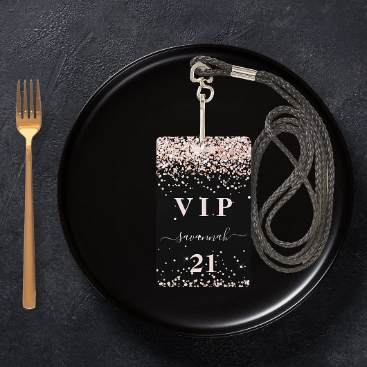 Donderdag zwarte roos goudbolle glitter vip badge
