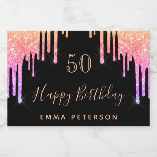 Donderdag zwarte roze glitterspargel sparkling wijnetiket (Enkel label)