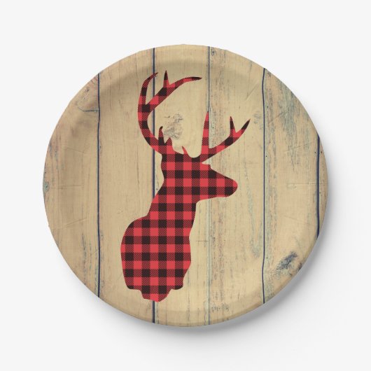 Donderkop met Antlers - Red Pset Rustic Papieren Bordje (Voorkant)