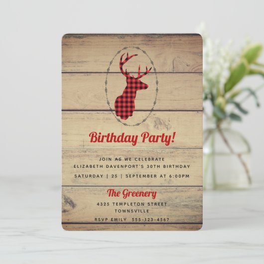 Donderkop met Antlers - Rustige Ronde Rustic Birth Kaart (Staand voorkant)