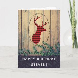 Donderkop met Antlers - Rustige Ronde Rustic Birth Kaart
