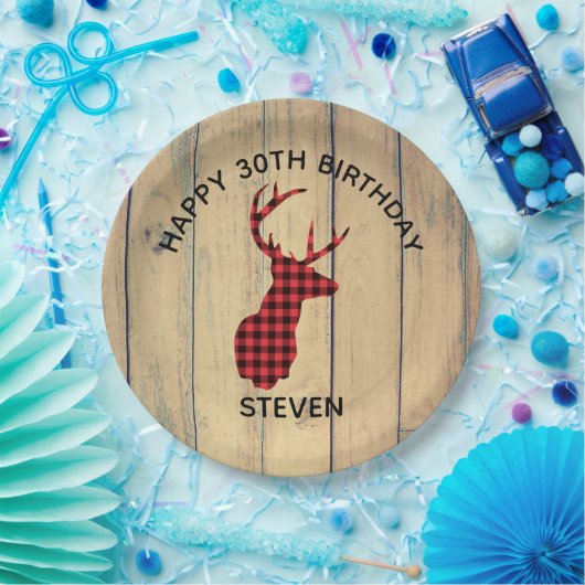 Donderkop met Antlers - Rustige Ronde Rustic Birth Papieren Bordje (Feest)